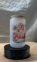 🦩 Sommerliches Flamingo Trinkglas mit Bambusdeckel
