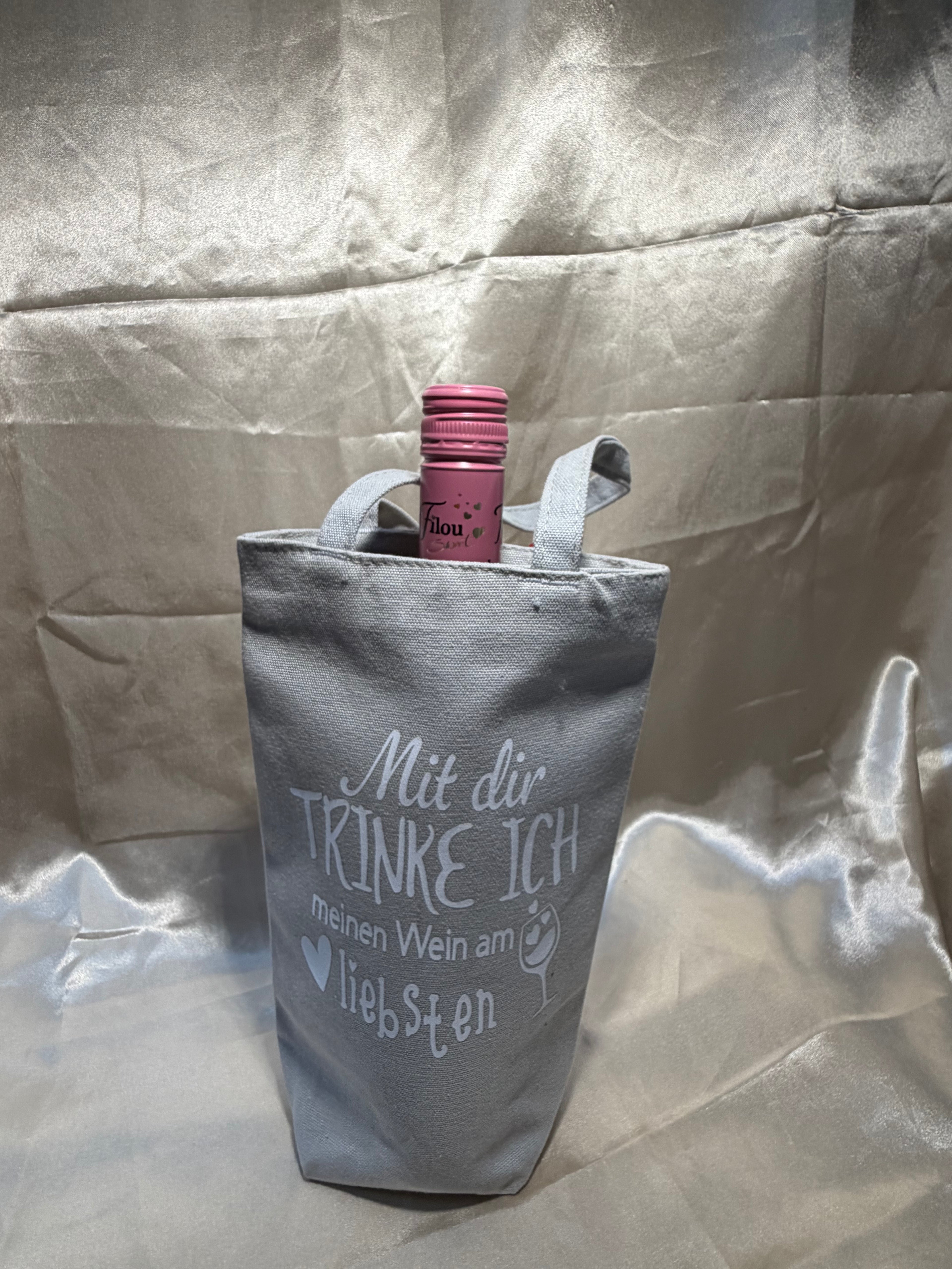 Weinflaschenbeutel „Mit dir trinke ich meinen Wein am liebsten“
